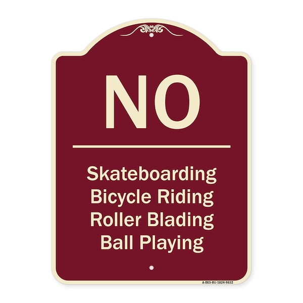 Designer Series-No-Bicycle Riding Roller Blading Ball Playing, 24" x 18", BU-1824-9832